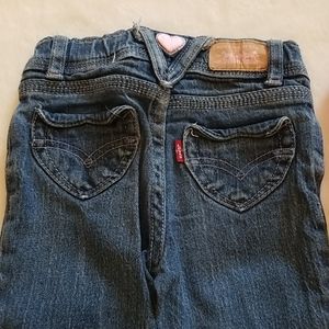 Girl's Levi Jeans Pink Hearts Size 3T Adjustable